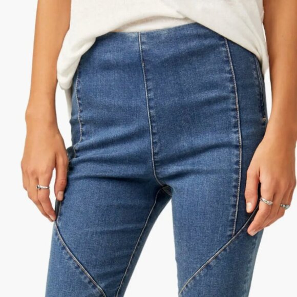 NWT We‎ the Free Bella Moto Mid Rise Skinny Side-Zipped Ankle Jeans in Prophecy - Picture 2 of 14